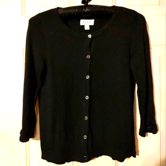 Elle Sweaters - 🐦‍⬛🖤🐦‍⬛ Awesome Rockabilly Black Cardigan with Sleeves Bows - S